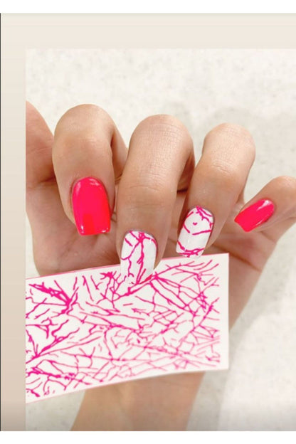 Pembe Desenli Tırnak Dövmesi Tırnak Tattoo Nail Art Tırnak Sticker