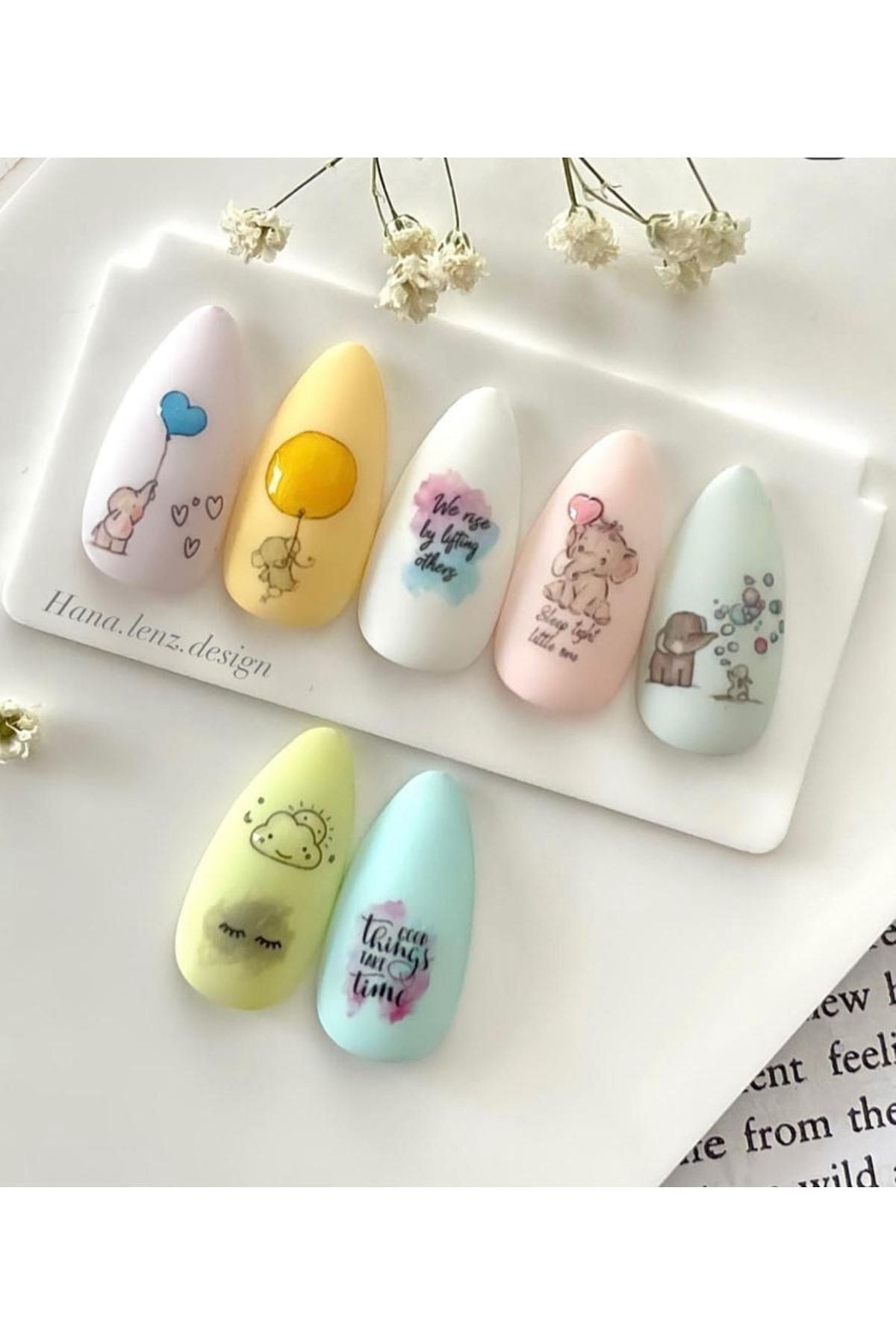 Tatlı Filler? Desenli Tırnak Dövmesi Tırnak Tattoo Nail Art Tırnak Sticker