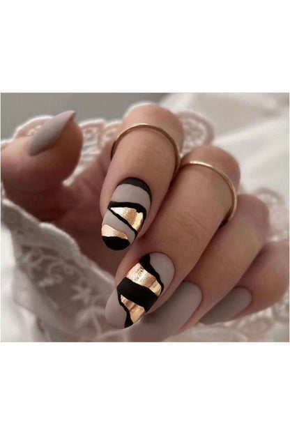 Sarı Siyah Desenli Tırnak Dövmesi Tırnak Tattoo Nail Art Tırnak Sticker