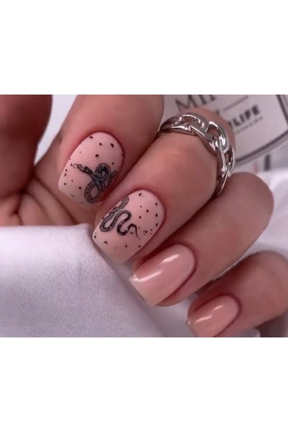 Yılan Desenli Tırnak Dövmesi Tırnak Tattoo Nail Art Tırnak Sticker