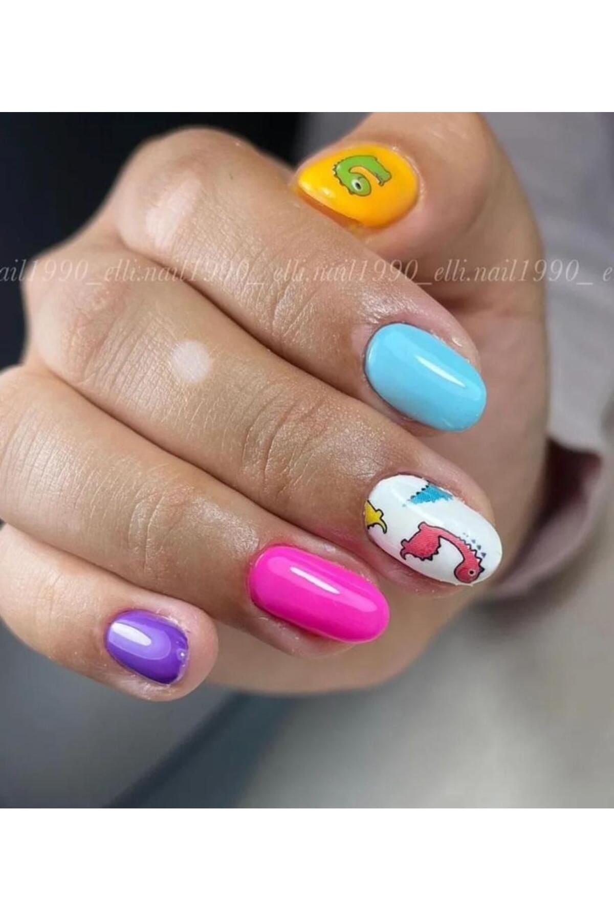 Dinasor Desenli Tırnak Dövmesi Tırnak Tattoo Nail Art Tırnak Sticker