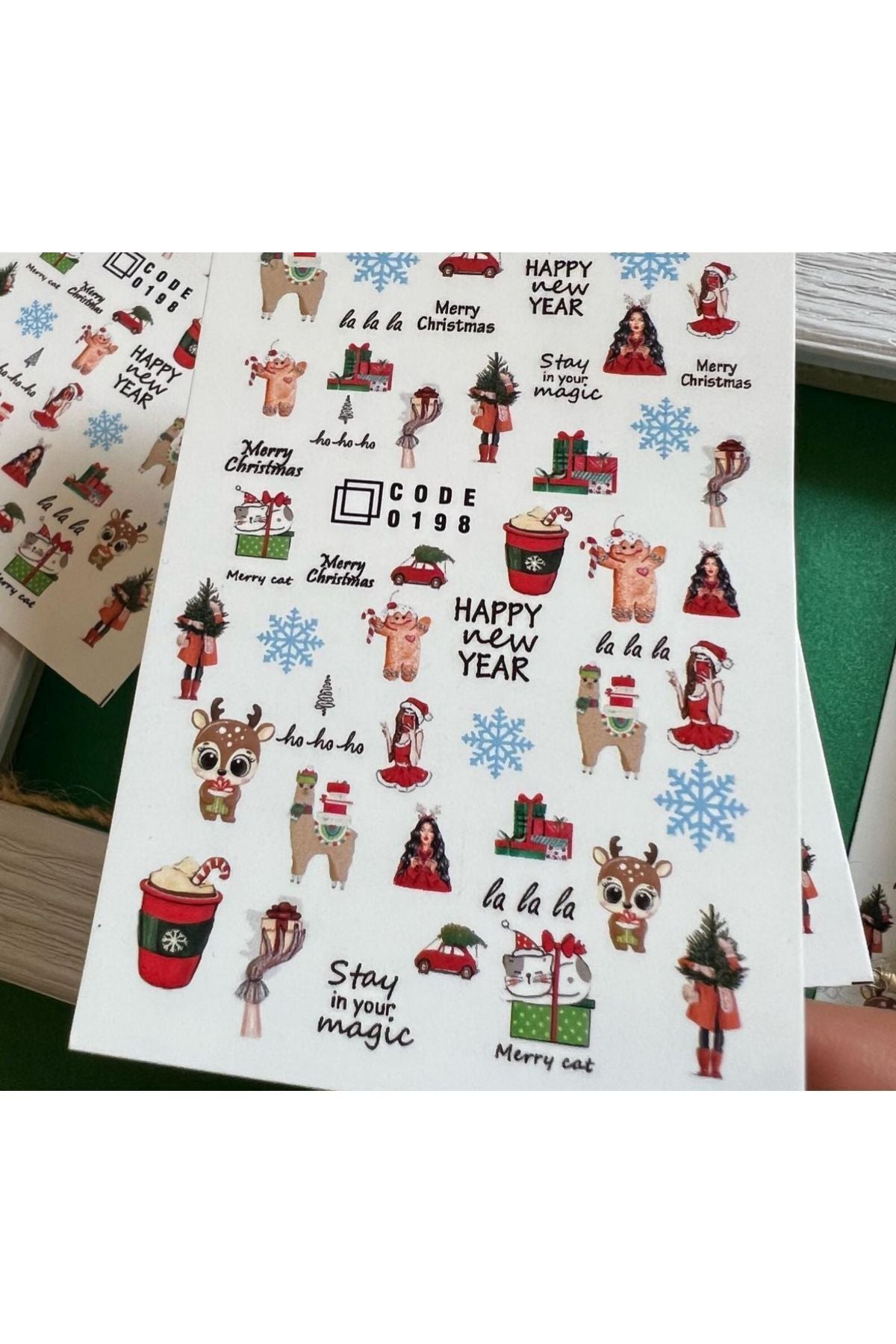 Yeni Yıl krismas Desenli Tırnak Dövmesi Tırnak Tattoo Nail Art Tırnak Sticker