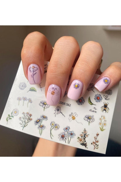 Renkli Ruzgar Gülü? Desenli Tırnak Dövmesi Tırnak Tattoo Nail Art Tırnak Sticker