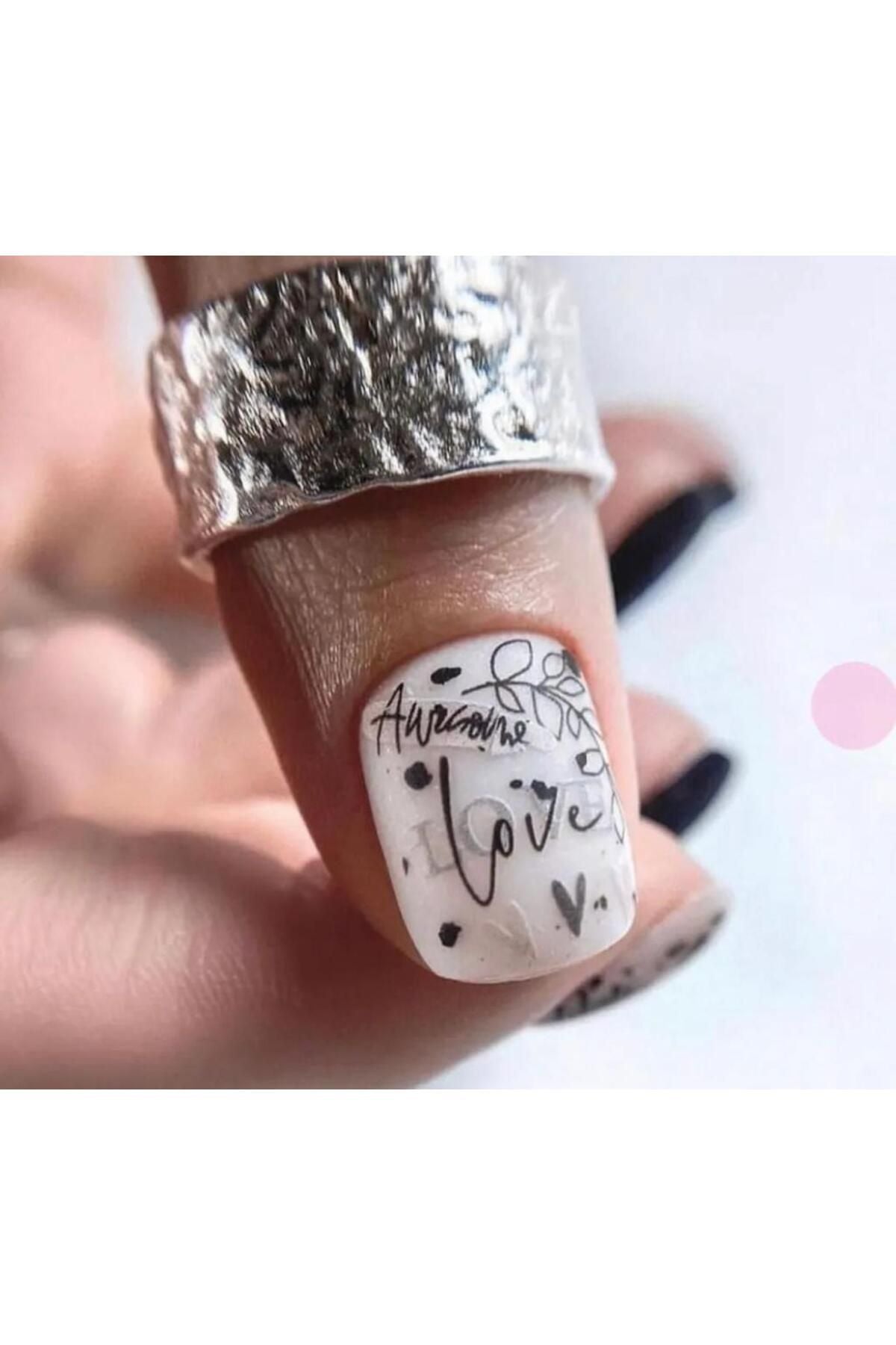 Gül Yaprak Desenli Tırnak Dövmesi Tırnak Tattoo Nail Art Tırnak Sticker