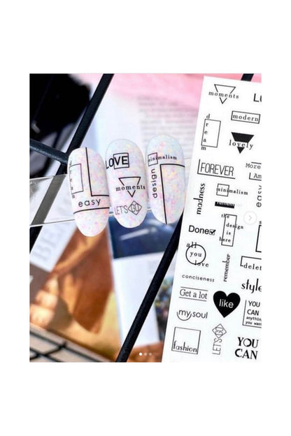 Mood Good Desenli Tırnak Dövmesi Tırnak Tattoo Nail Art Tırnak Sticker