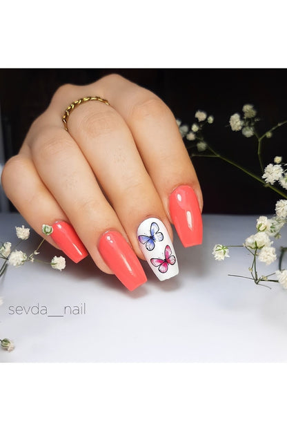 Rengarenk Gül Desenli Tırnak Dövmesi Tırnak Tattoo Nail Art Tırnak Sticker