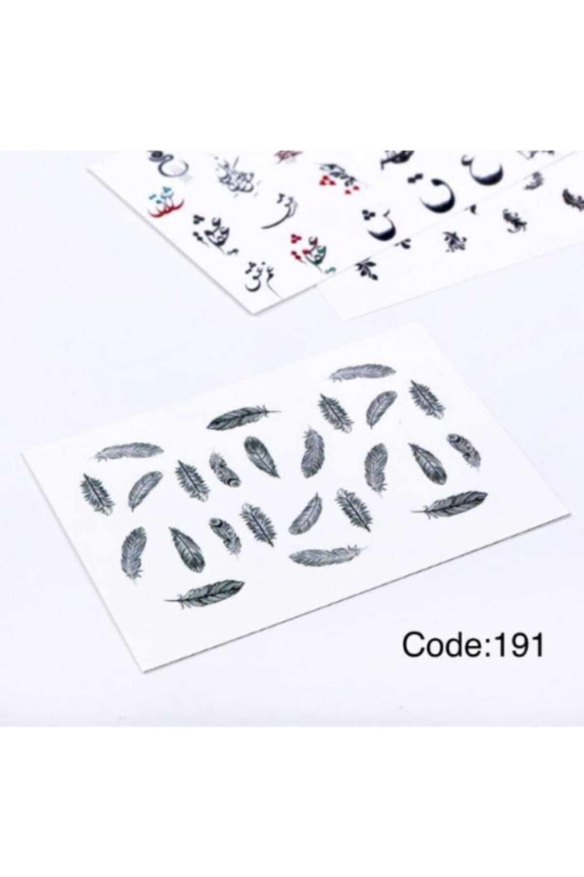 Siyah Tüy Desenli Tırnak Dövmesi Tırnak Tattoo Nail Art Tırnak Sticker