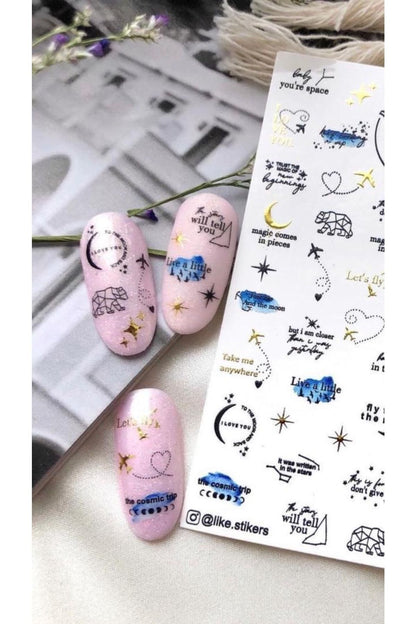 Ucak Desenli Tırnak Dövmesi Tırnak Tattoo Nail Art Tırnak Sticker