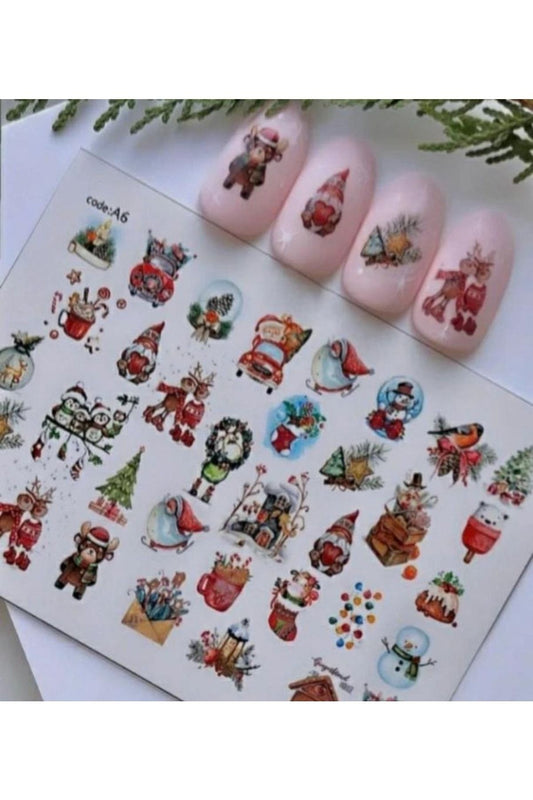 Yeni Yil Desenli Tırnak Dövmesi Tırnak Tattoo Nail Art Tırnak Sticker