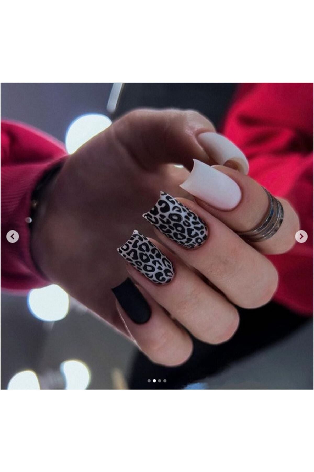 Siyah Leopar Desenli Tırnak Dövmesi Tırnak Tattoo Nail Art Tırnak Sticker