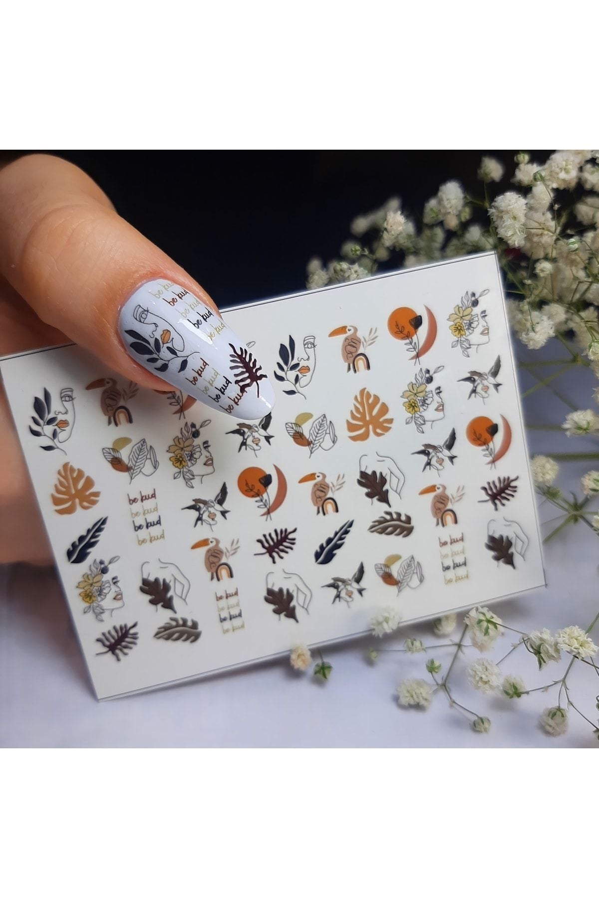 Ay Güneş Tırnak Dövmesi Tırnak Tattoo Nail Art Tırnak Sticker