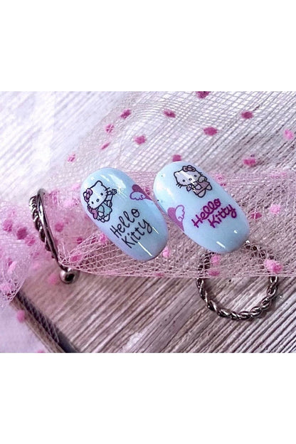 Hello Kitty Desenli Tırnak Dövmesi Tırnak Tattoo Nail Art Tırnak Sticker