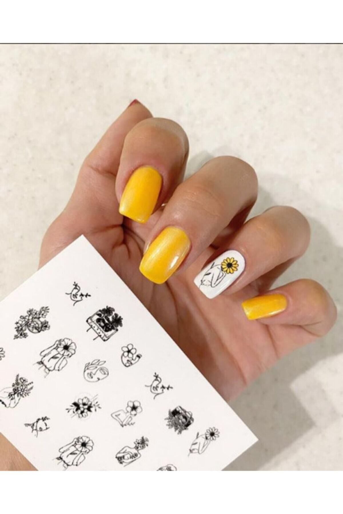 Çiçek Desenli Tırnak Dövmesi Su Tatto Su Transfer Tırnak Tattoo Nail Art Tırnak Sticker