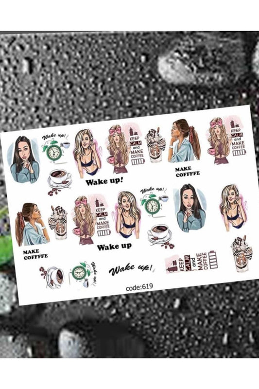 Insan Suratlı Kadın Desenli Tırnak Dövmesi Tırnak Tattoo Nail Art Tırnak Sticker