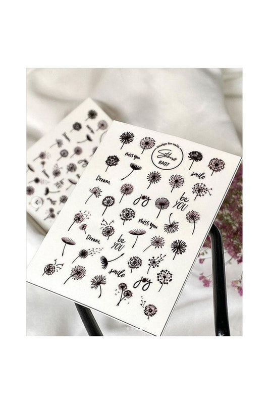 Ruzgar Gülü Desenli Tırnak Dövmesi Tırnak Tattoo Nail Art Tırnak Sticker