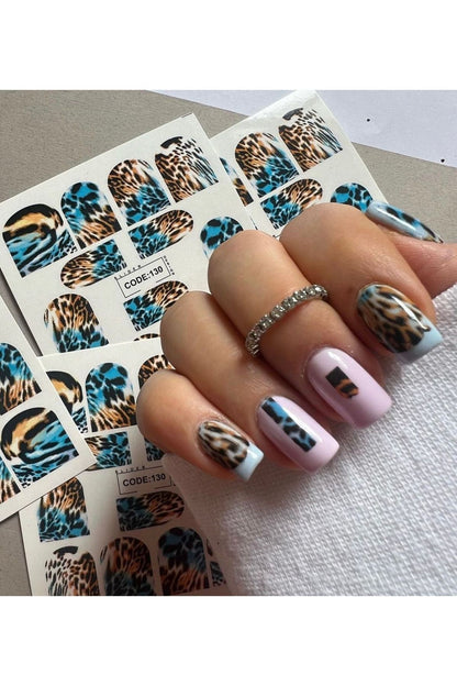 Leopar Desenli Tırnak Dövmesi Tırnak Tattoo Nail Art Tırnak Sticker