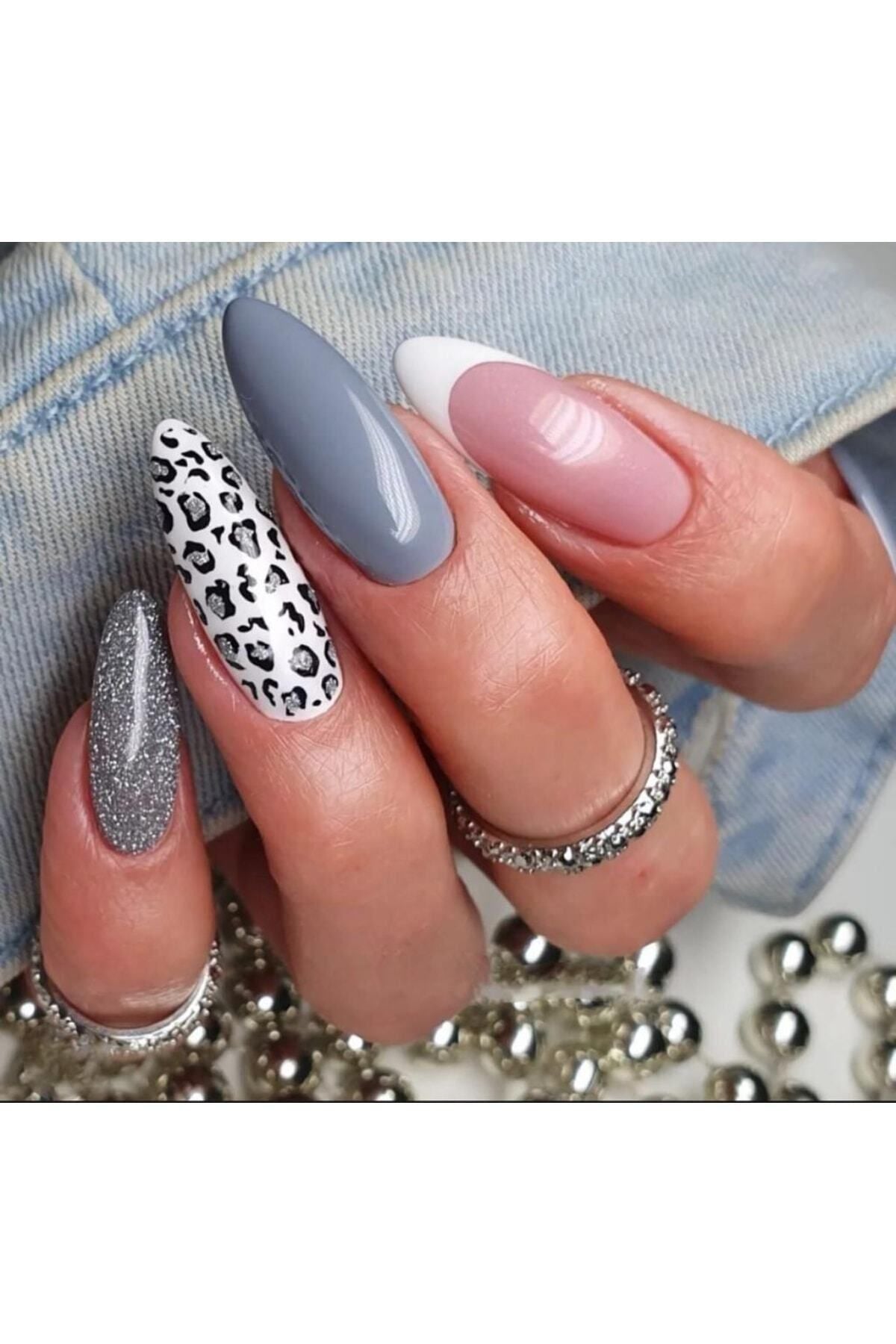 Siyah Leopar Desenli Tırnak Dövmesi Tırnak Tattoo Nail Art Tırnak Sticker