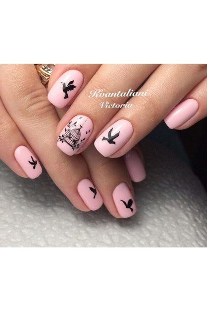 Özgür Kuş Desenli Tırnak Dövmesi Tırnak Tattoo Nail Art Tırnak Sticker