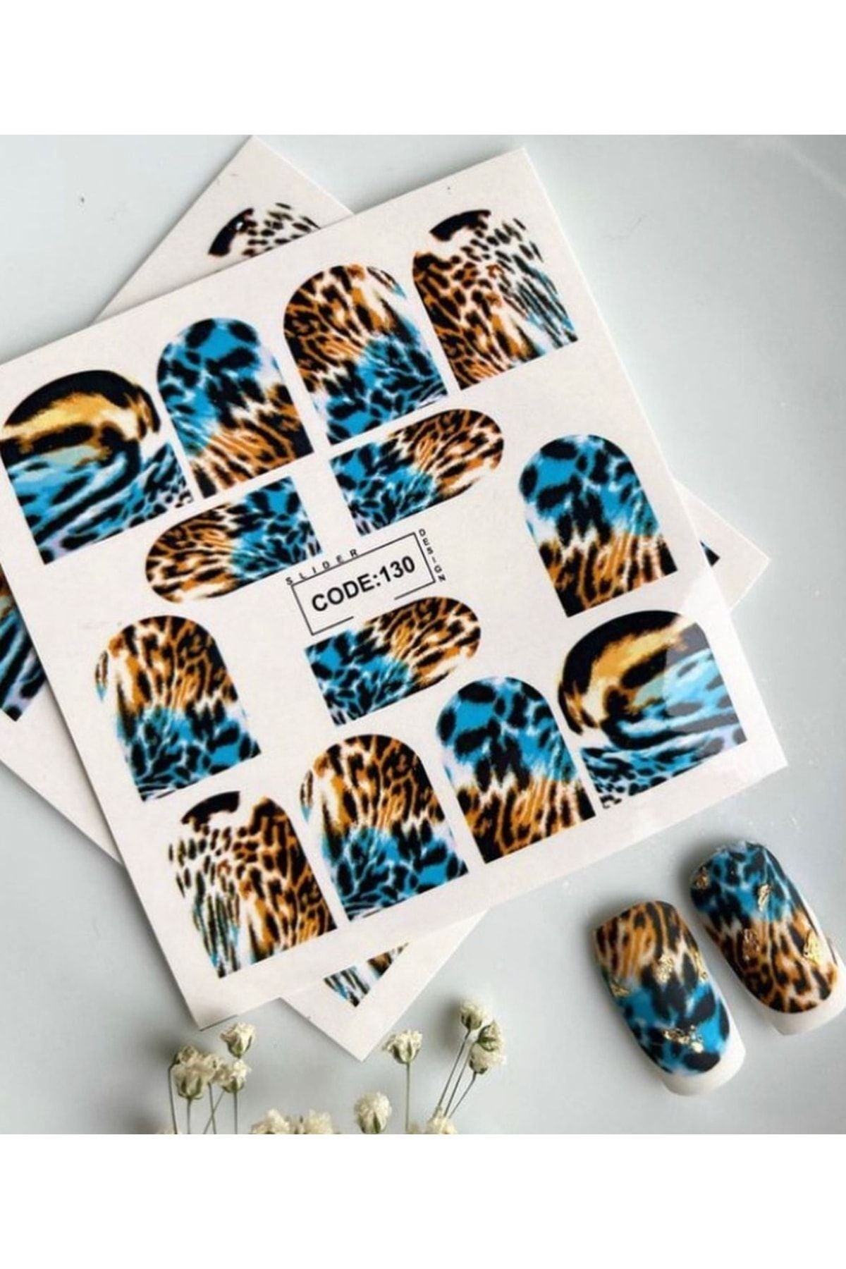 Leopar Desenli Tırnak Dövmesi Tırnak Tattoo Nail Art Tırnak Sticker