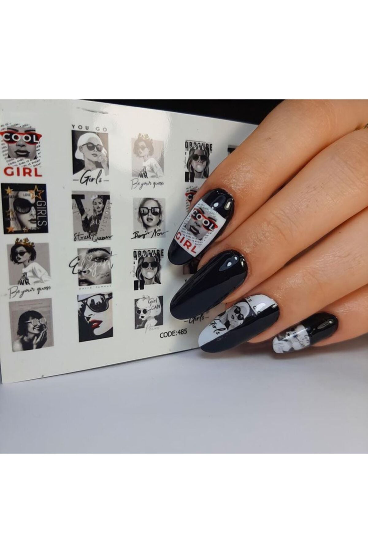 Gırl Kadın Desenli Tırnak Dövmesi Tırnak Tattoo Nail Art Tırnak Sticker