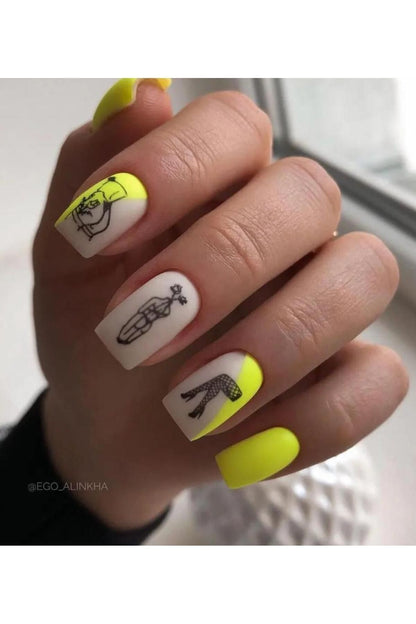 Chanel Desenli Tırnak Dövmesi Tırnak Tattoo Nail Art Tırnak Sticker