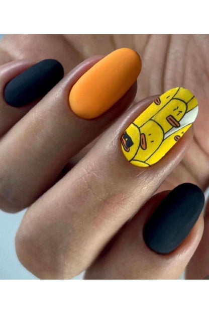 Ordek Desenli Tırnak Dövmesi Tırnak Tattoo Nail Art Tırnak Sticker