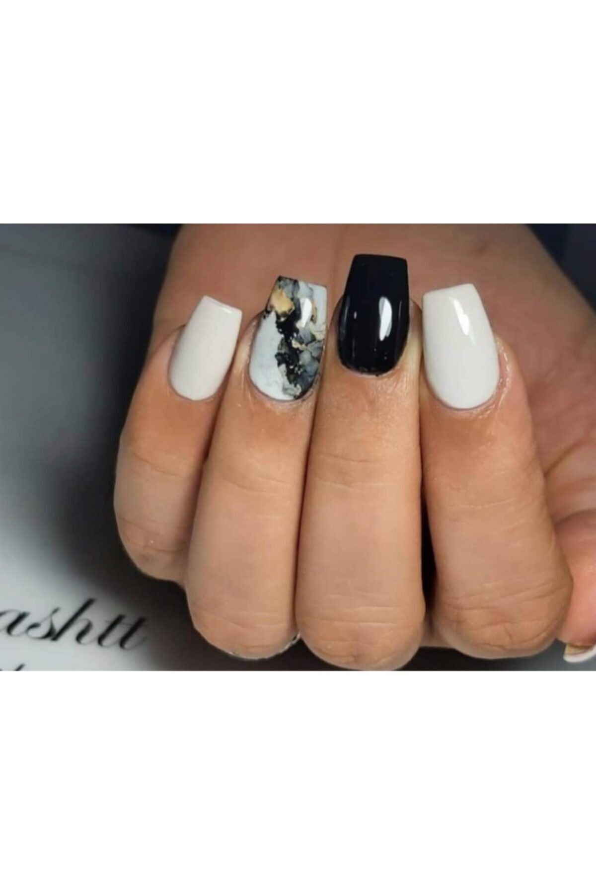 Siyah Kahve Desenli Tırnak Dövmesi Tırnak Tattoo Nail Art Tırnak Sticker