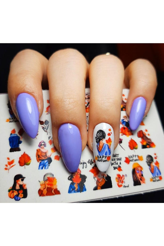 Son Bahar Desenli Tırnak Dövmesi Tırnak Tattoo Nail Art Tırnak Sticker