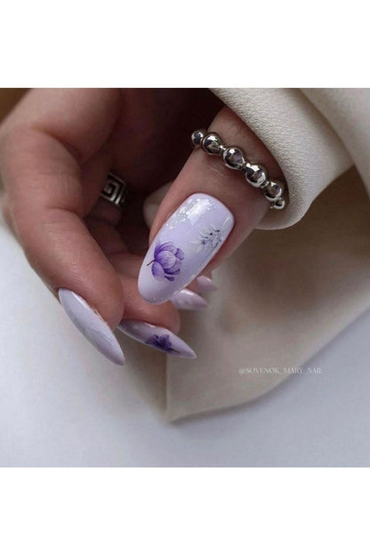 Mor Gül Desenli Tırnak Dövmesi Tırnak Tattoo Nail Art Tırnak Sticker