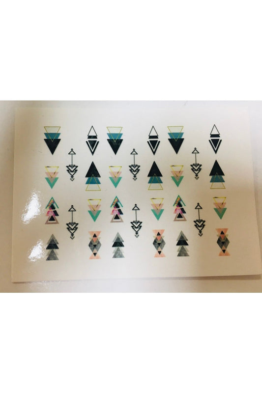 Çılgın Üçgenler Desenli Tırnak Dövmesi Tırnak Tattoo Nail Art Tırnak Sticker