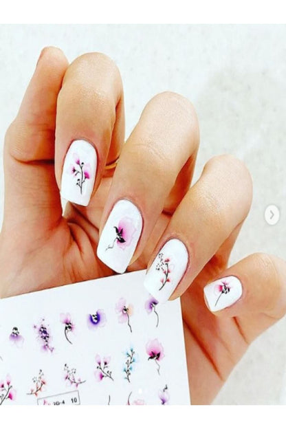 Ilk Bahar Çiçek Gul Desenli Tırnak Dövmesi Tırnak Tattoo Nail Art Tırnak Sticker