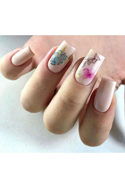 Renkli Yaprak? Desenli Tırnak Dövmesi Tırnak Tattoo Nail Art Tırnak Sticker