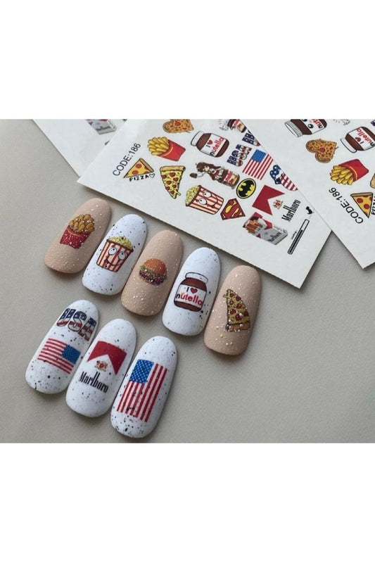 Nutella? Desenli Tırnak Dövmesi Tırnak Tattoo Nail Art Tırnak Sticker