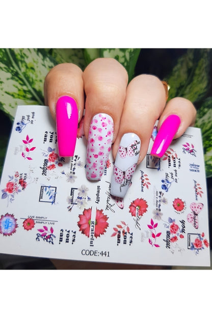 Gül Desenli Tırnak Dövmesi Tırnak Tattoo Nail Art Tırnak Sticker