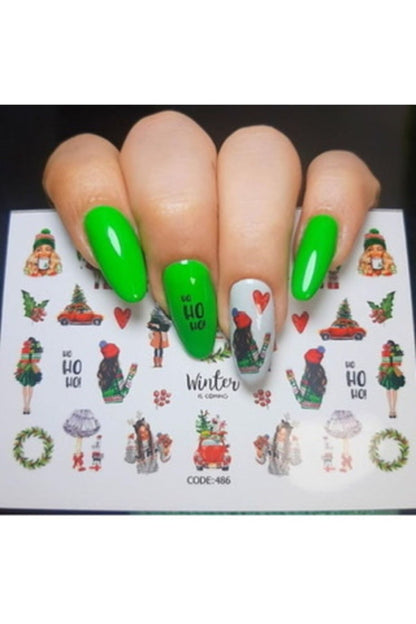 Yeniyıl Desenli Tırnak Dövmesi Tırnak Tattoo Nail Art Tırnak Sticker