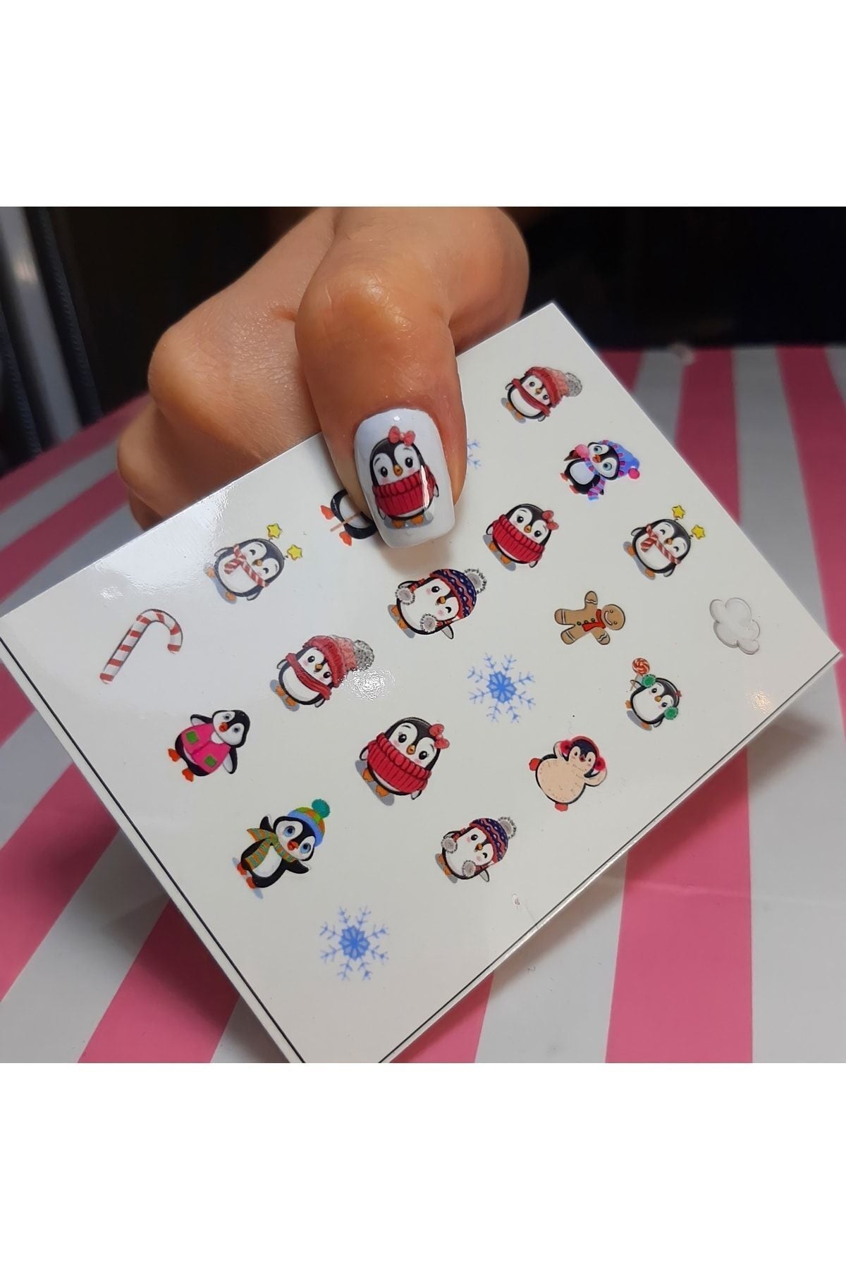 Penguen Desenli Tırnak Dövmesi Tırnak Tattoo Nail Art Tırnak Sticker