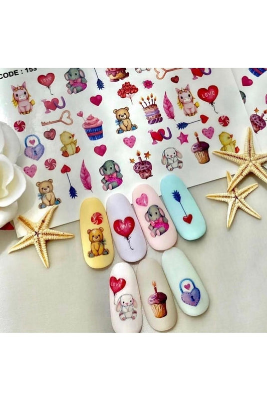 Hediyelik Desenli Tırnak Dövmesi Tırnak Tattoo Nail Art Tırnak Sticker