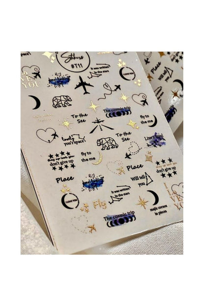 Ucak Desenli Tırnak Dövmesi Tırnak Tattoo Nail Art Tırnak Sticker