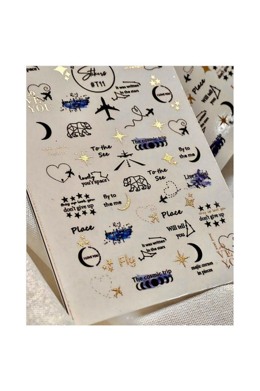 Ucak Desenli Tırnak Dövmesi Tırnak Tattoo Nail Art Tırnak Sticker