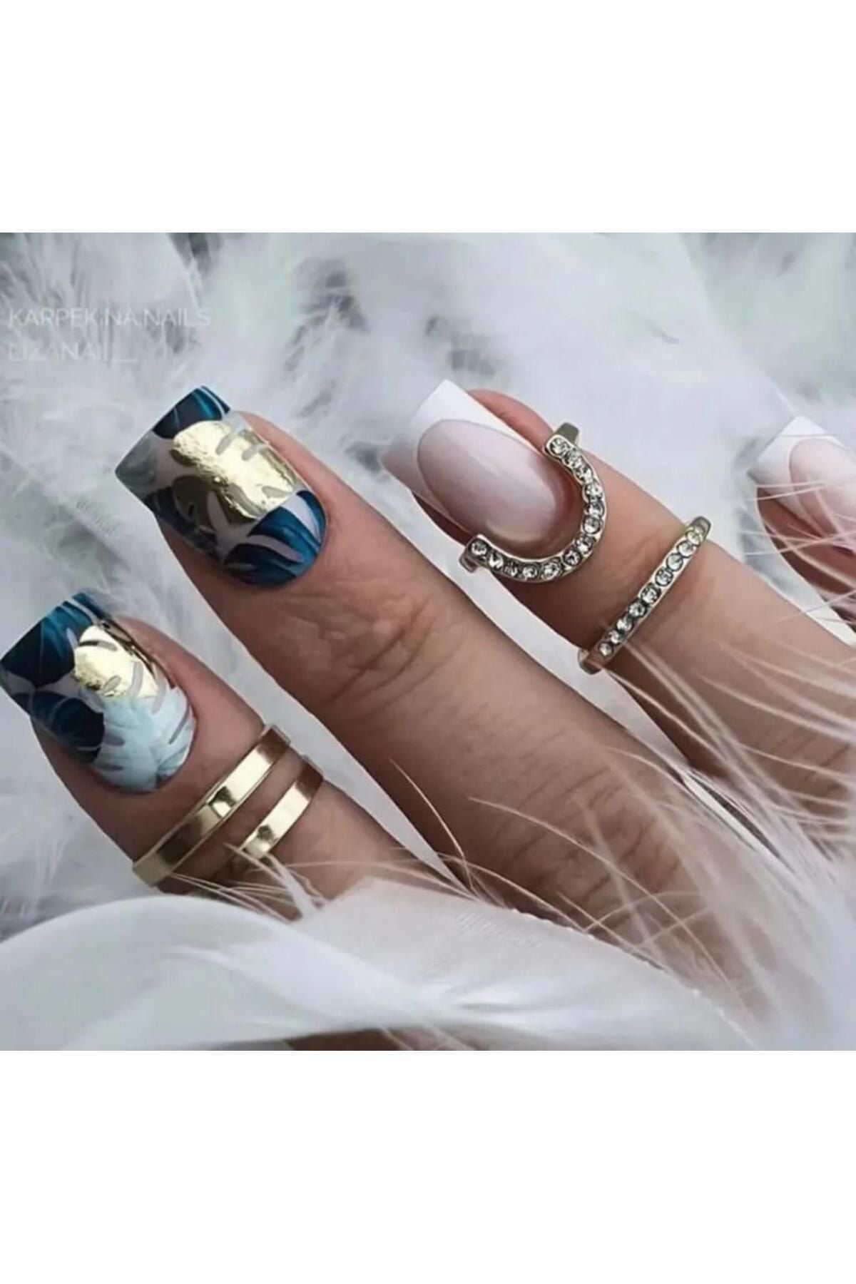 Yaprak Desenli Tırnak Dövmesi Tırnak Tattoo Nail Art Tırnak Sticker