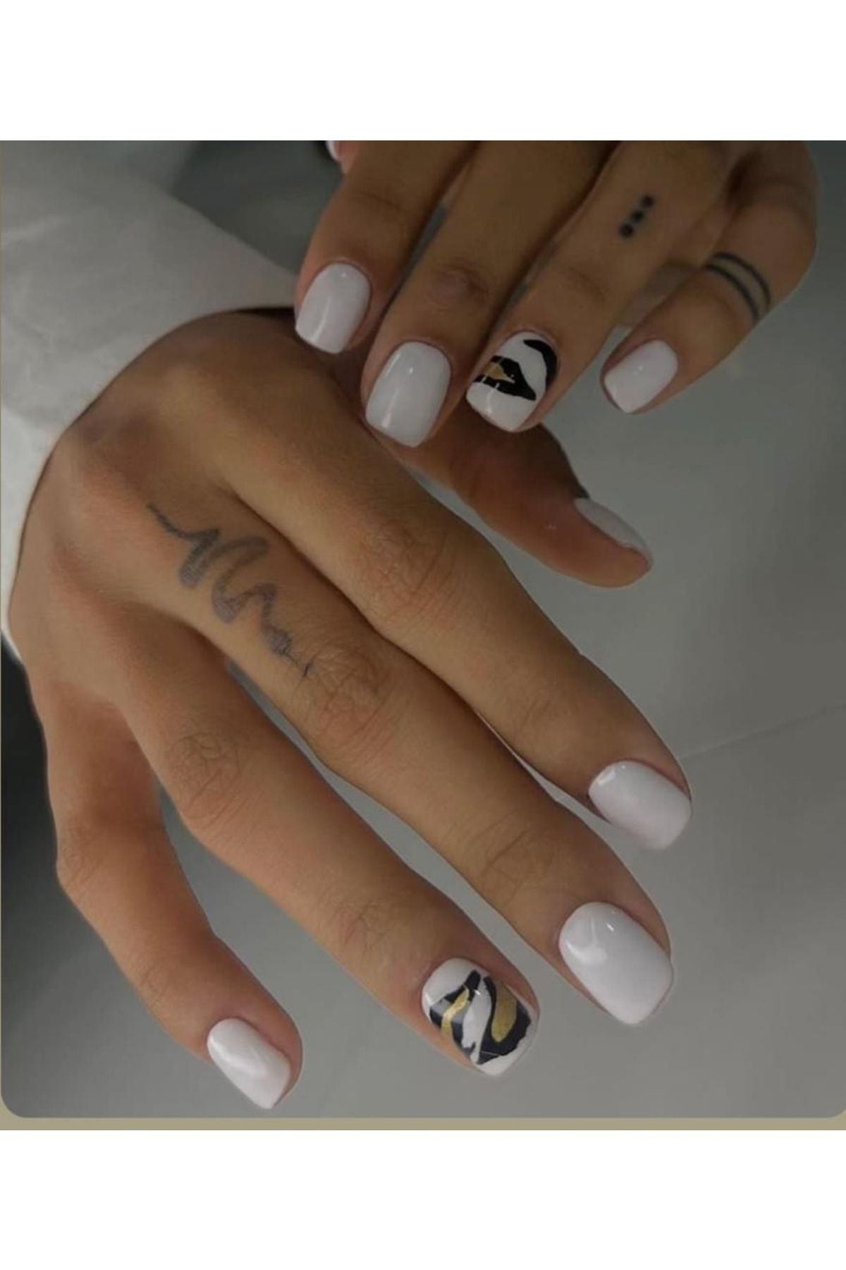 Sarı Siyah Desenli Tırnak Dövmesi Tırnak Tattoo Nail Art Tırnak Sticker