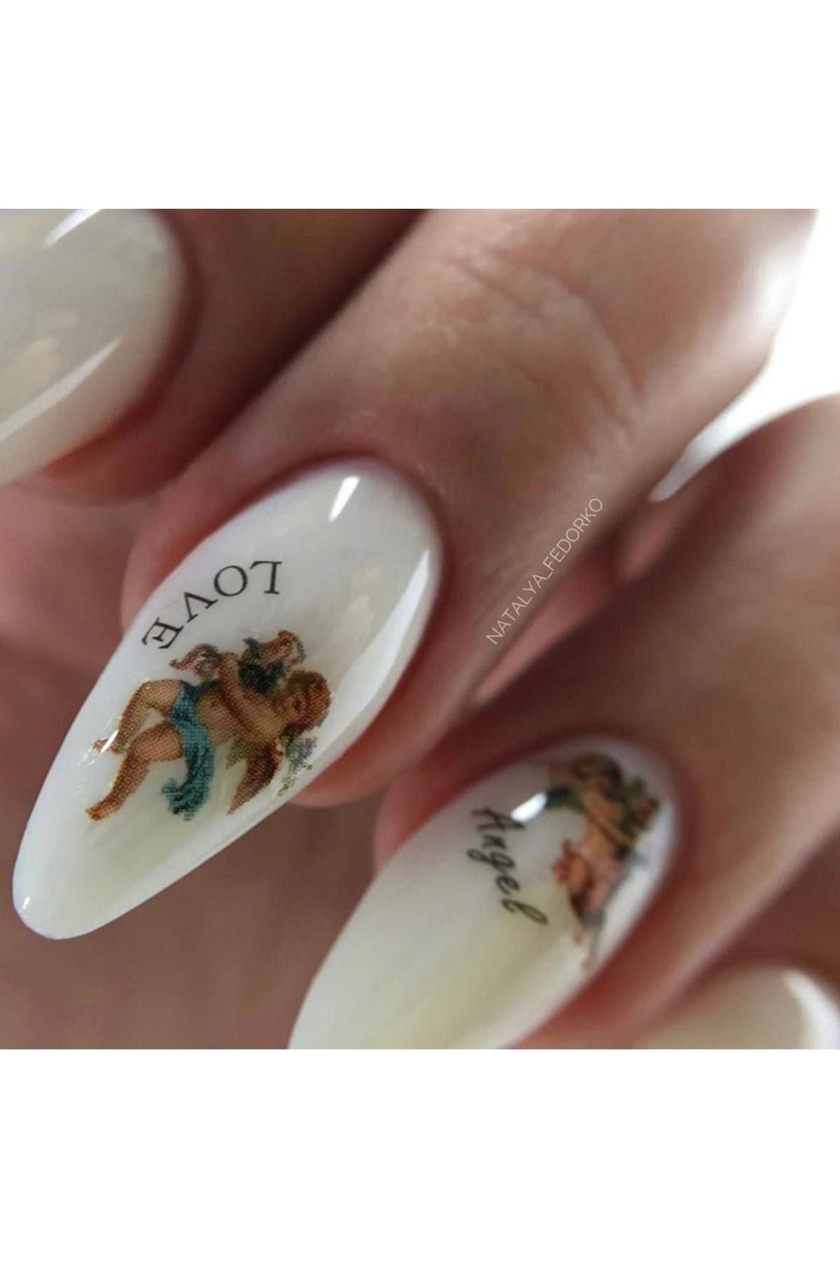 Melek Desenli Tırnak Dövmesi Tırnak Tattoo Nail Art Tırnak Sticker