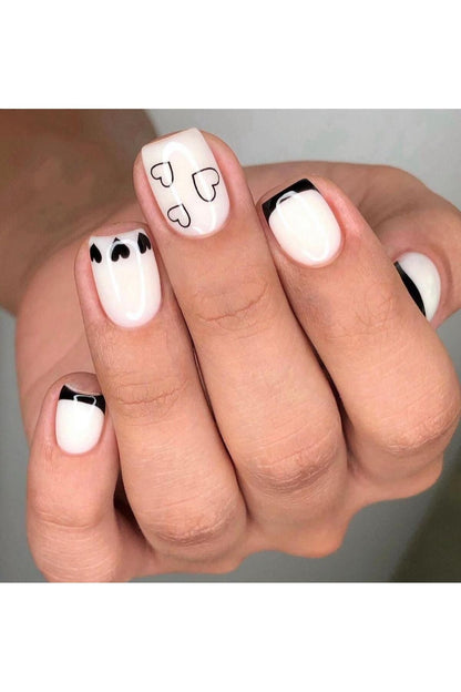 Kalp Desenli Tırnak Dövmesi Tırnak Tattoo Nail Art Tırnak Sticker