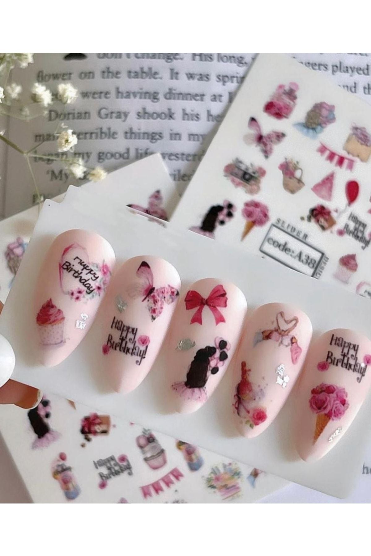 Love Hediyelik Desenli Tırnak Dövmesi Tırnak Tattoo Nail Art Tırnak Sticker