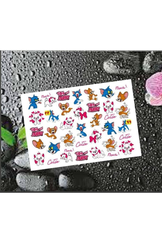 Tom O Jeri Desenli Tırnak Dövmesi Tırnak Tattoo Nail Art Tırnak Sticker