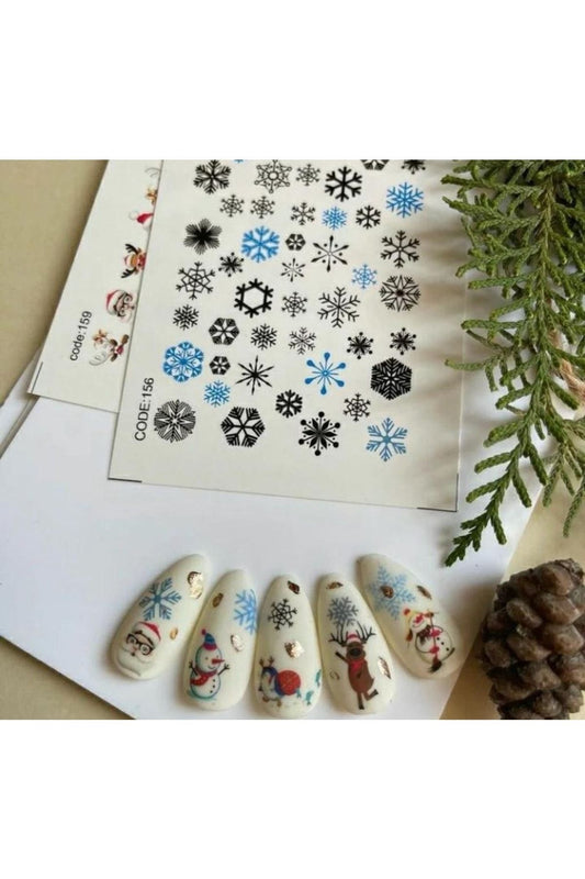 Yeni Yıl Kar Desenli Tırnak Dövmesi Tırnak Tattoo Nail Art Tırnak Sticker