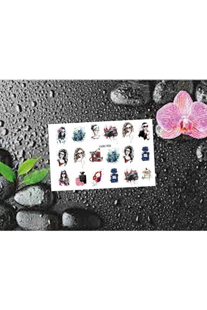 Güzel Kadın Desenli Tırnak Dövmesi Tırnak Tattoo Nail Art Tırnak Sticker