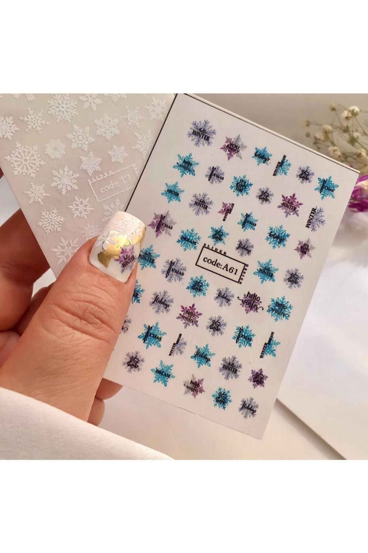 Kar Tanesi Desenli Tırnak Dövmesi Tırnak Tattoo Nail Art Tırnak Sticker