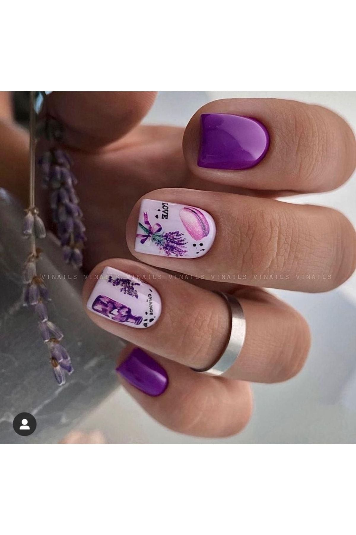 Lavanta Demeti ? Desenli Tırnak Dövmesi Tırnak Tattoo Nail Art Tırnak Sticker