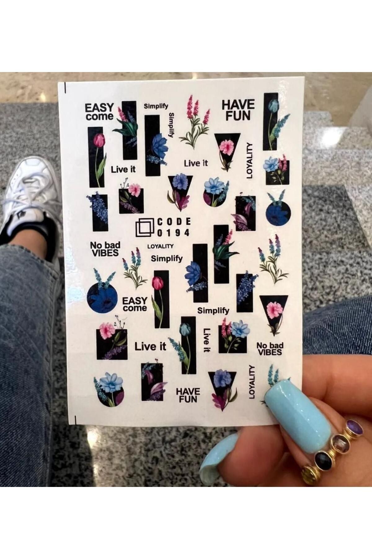 Gül Desenli Tırnak Dövmesi Tırnak Tattoo Nail Art Tırnak Sticker